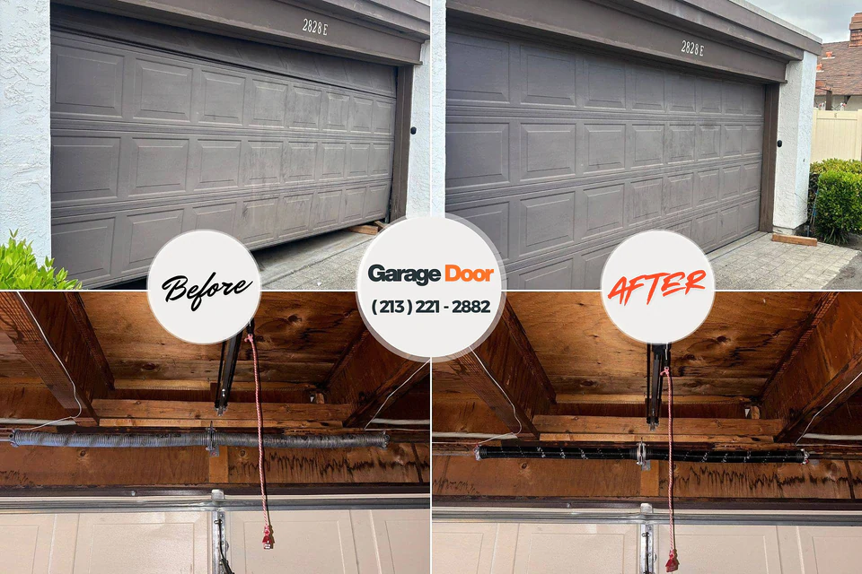 Before and after: garage door repair Lake Como, NJ